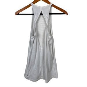 Lululemon Womens Tank Top White Stripe Yoga Athletic